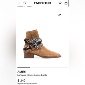 AMIRI Tan and Black Combat Moto Boots with Snake Print Strap